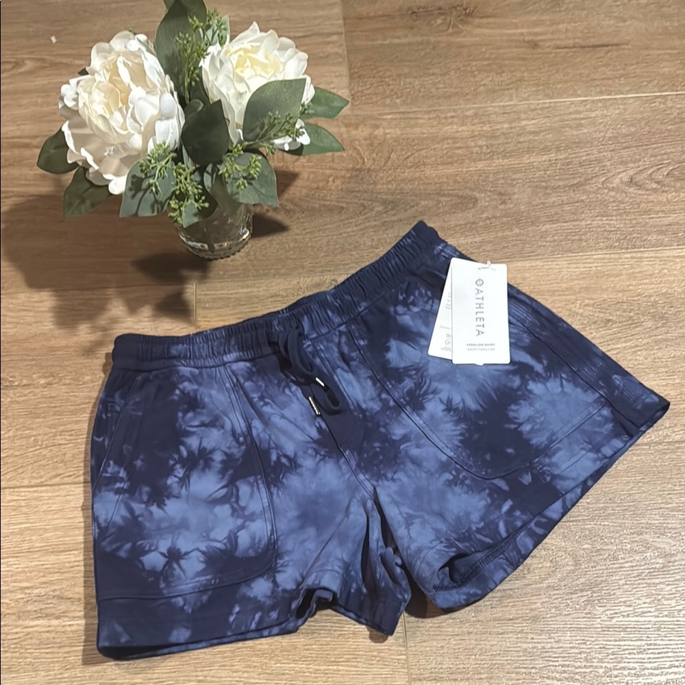 Athleta Blue Tie-Dye Athletic Shorts